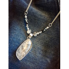 328 Collier quartz tourmaline, argent sterling 
